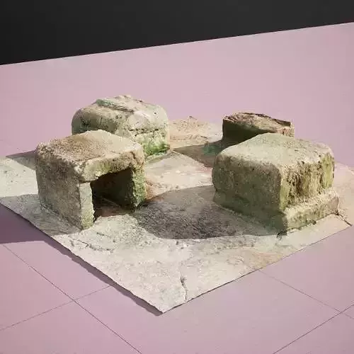 Outdoor Cooking Arrangement 4 blocks 3D model