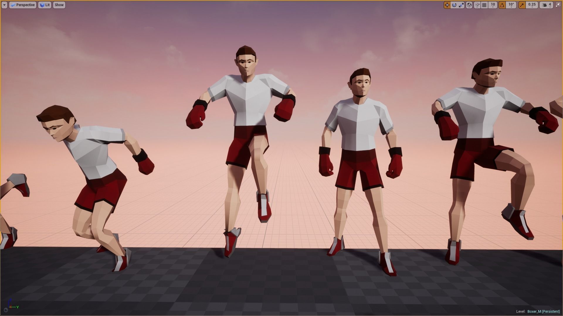 BOXER - Low Poly Style Male Character Low-poly 3D model_11