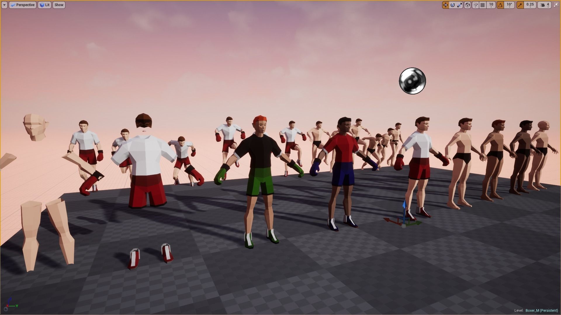 BOXER - Low Poly Style Male Character Low-poly 3D model_7