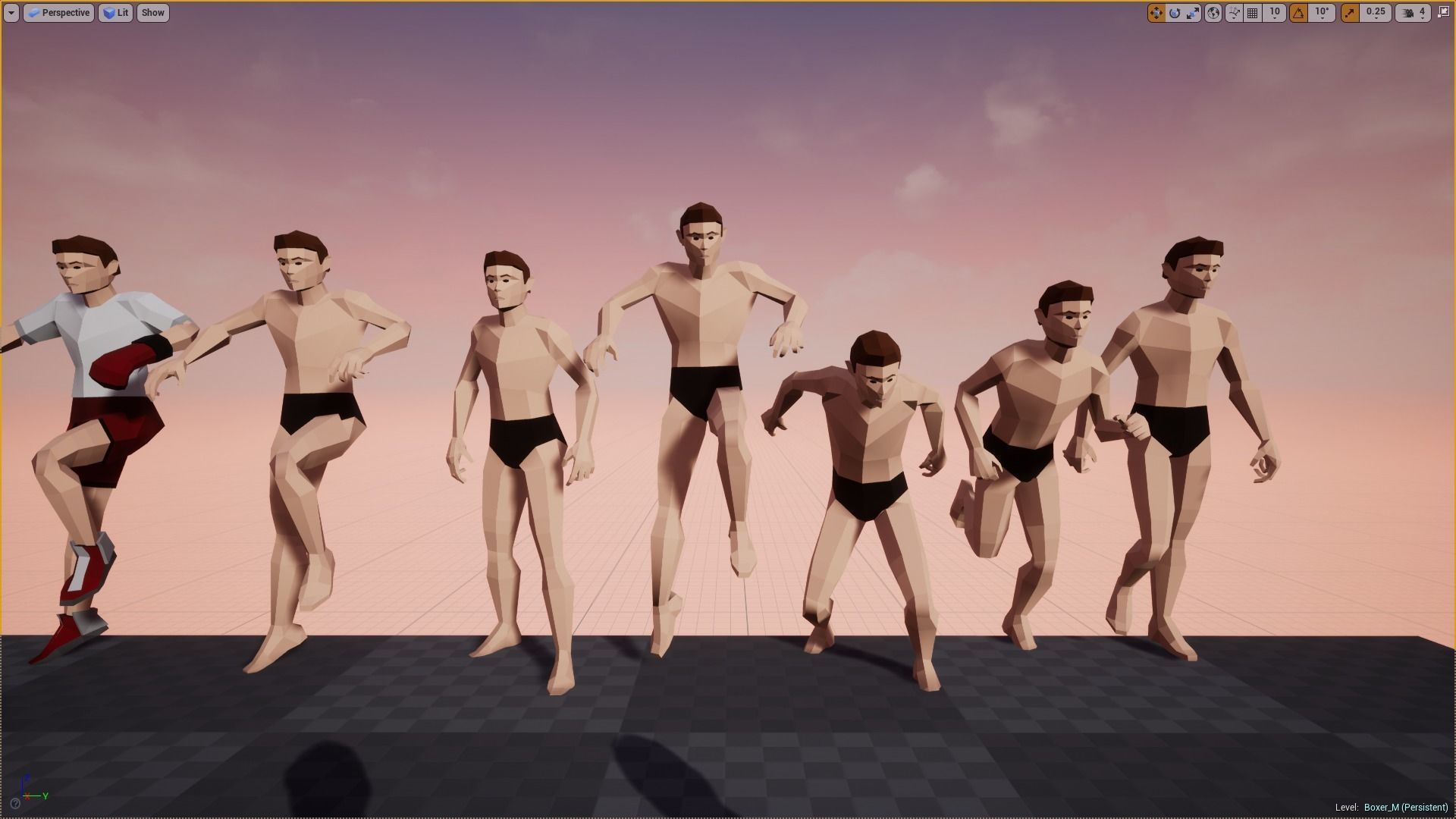 BOXER - Low Poly Style Male Character Low-poly 3D model_10