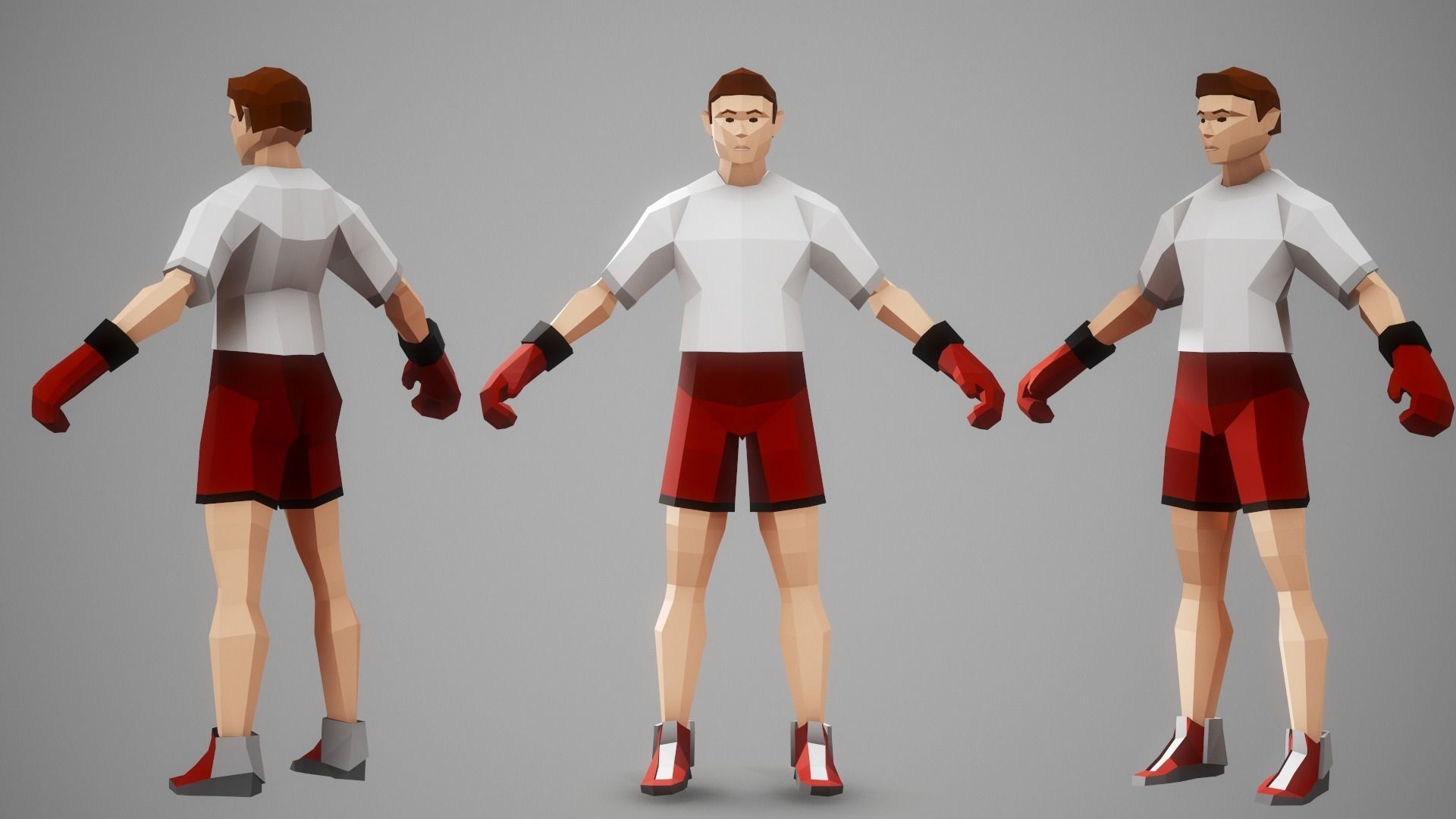 BOXER - Low Poly Style Male Character Low-poly 3D model_4