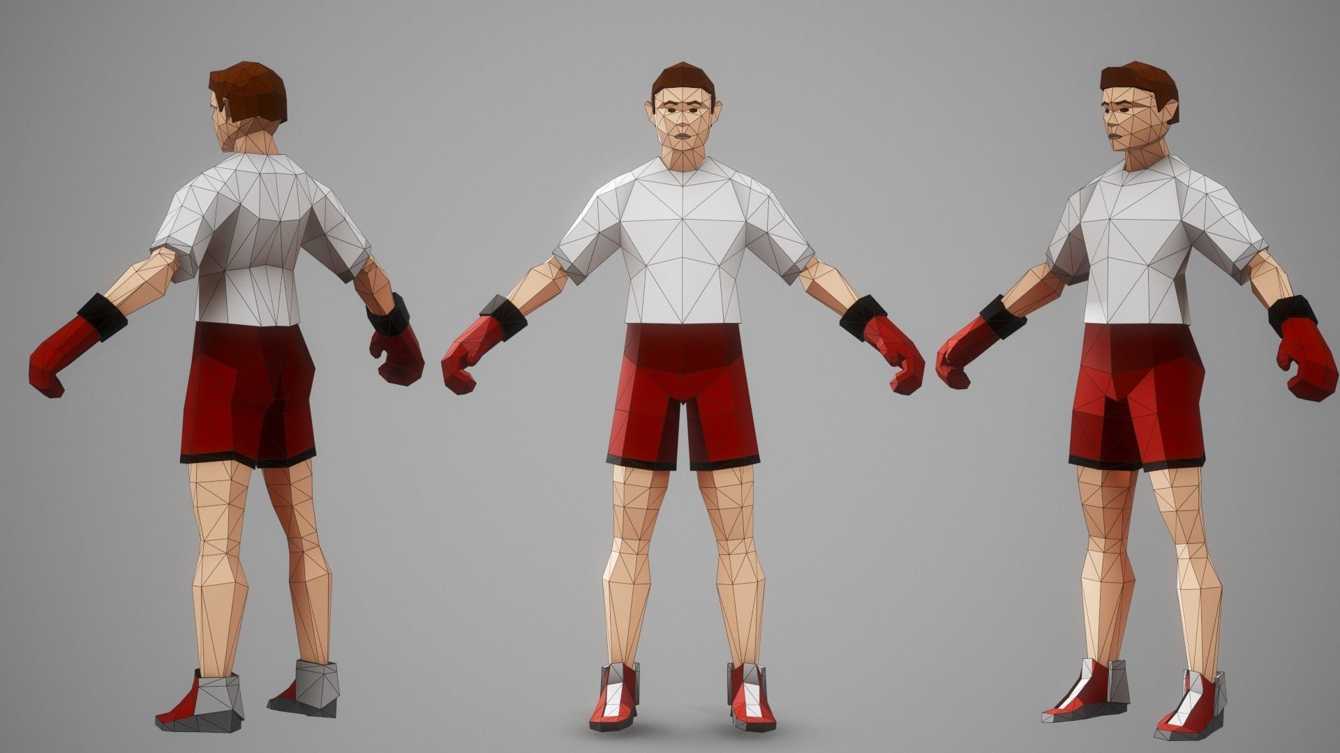 BOXER - Low Poly Style Male Character Low-poly 3D model_5
