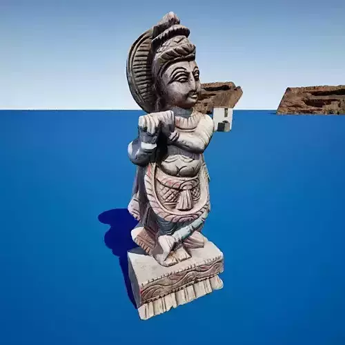 Krishna Wooden Home Decor statue 3d Model
