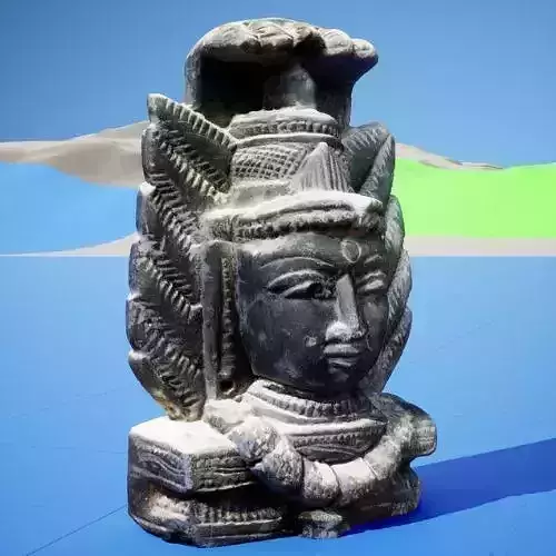 Goddess Face Stone Idol - 3d Model