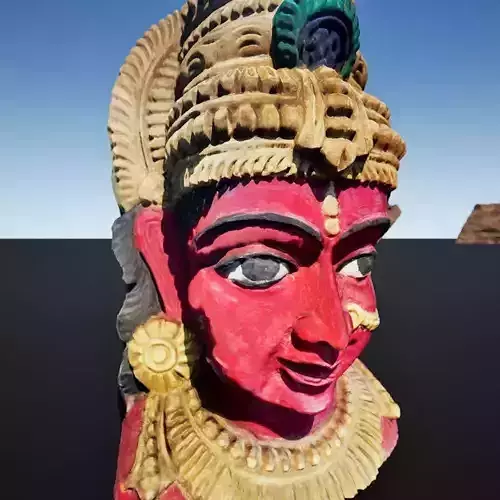 Davi Face Wooden Sculpture 3d Model - one sided