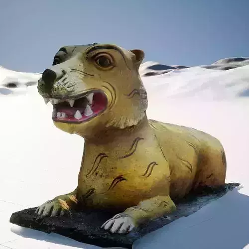 Crude Yellow Tiger Concrete Sculpture - 3d model