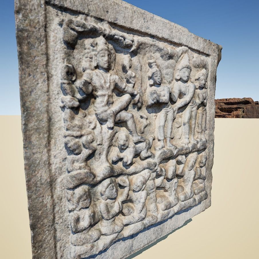 Brahma-worshipers - Hindu Temple Wall Mudular - One Patch 3D model_3