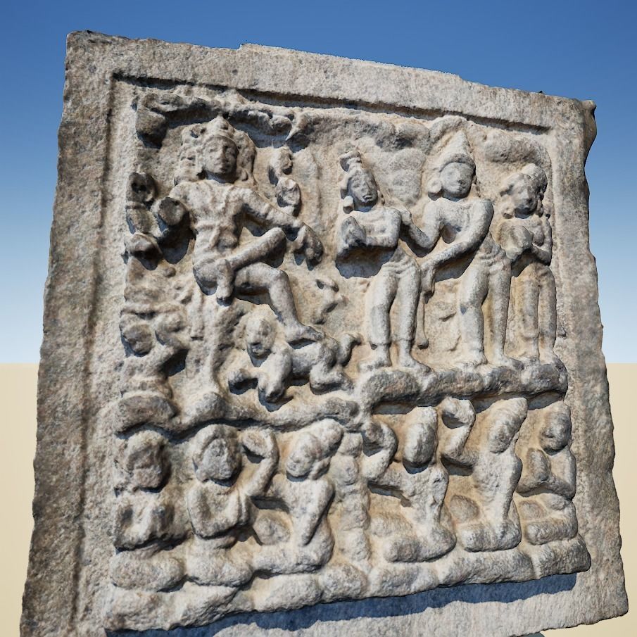 Brahma-worshipers - Hindu Temple Wall Mudular - One Patch 3D model_1