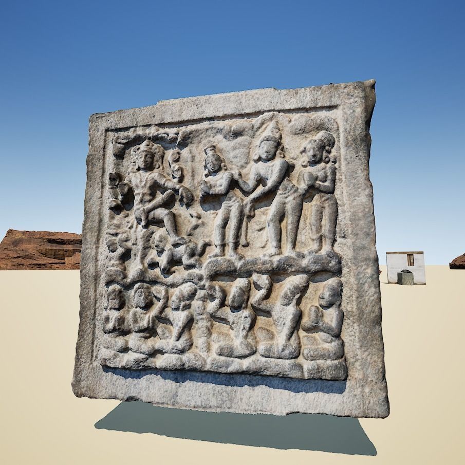 Brahma-worshipers - Hindu Temple Wall Mudular - One Patch 3D model_4