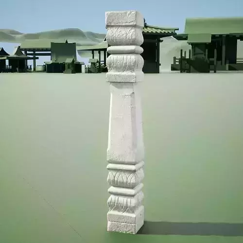 Indian Style Carved Stone Pillar - 3d Model