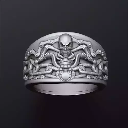 Biker Skull Ring 3D print model