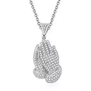 French Pave Praying Pendant