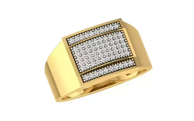 Light Weight Yellow Gold Diamond Ring  -ZA RN 4197