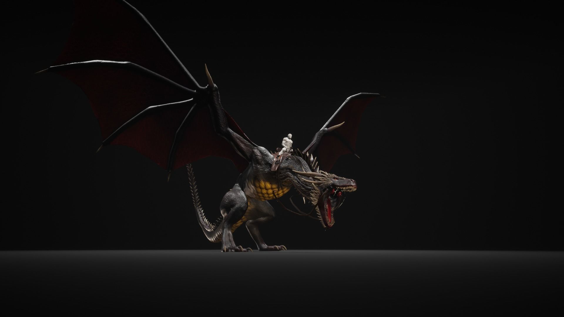 Dragon 12 Wyvern mount UE4 Low-poly 3D model_11