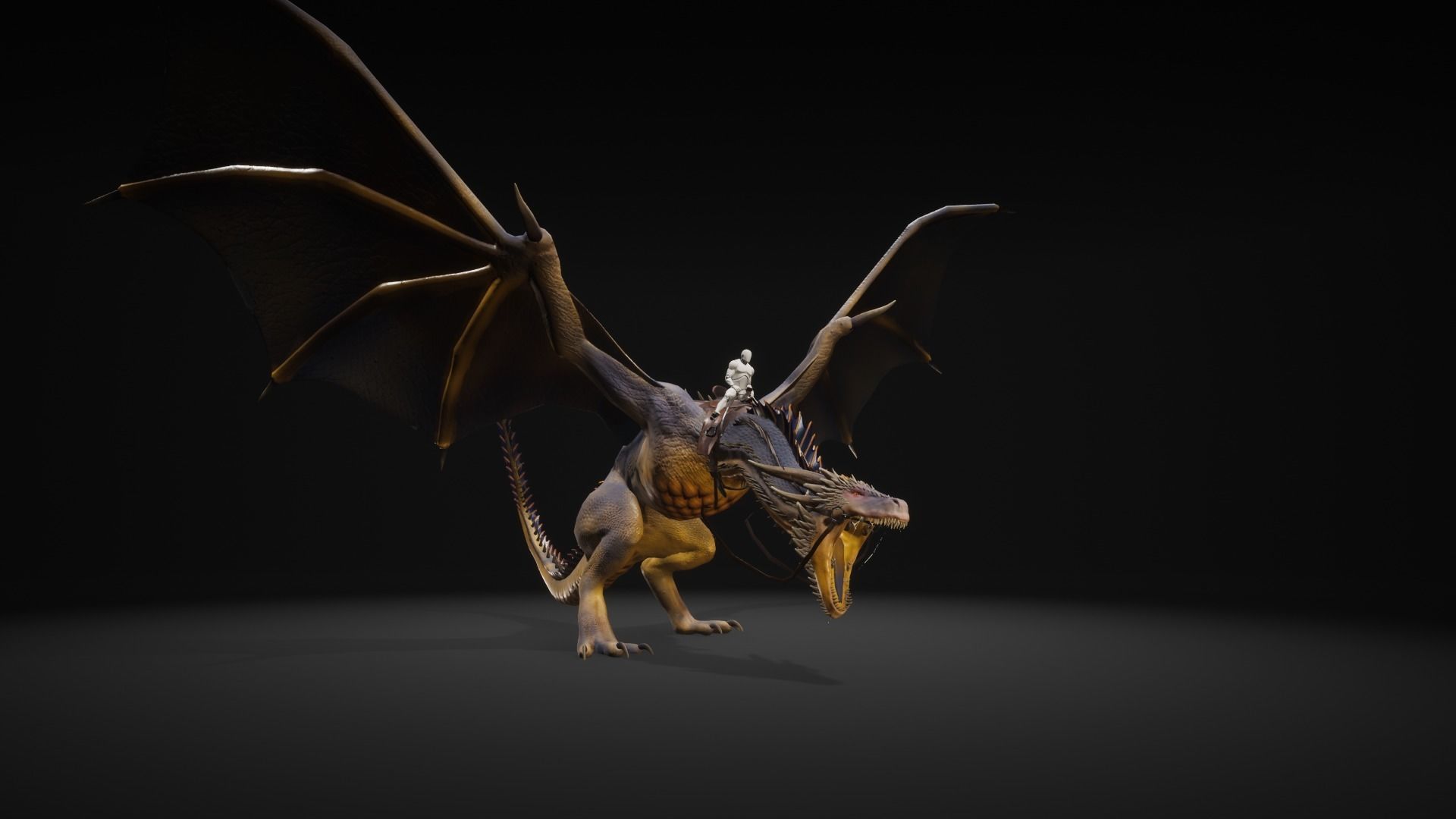 Dragon 12 Wyvern mount UE4 Low-poly 3D model_12