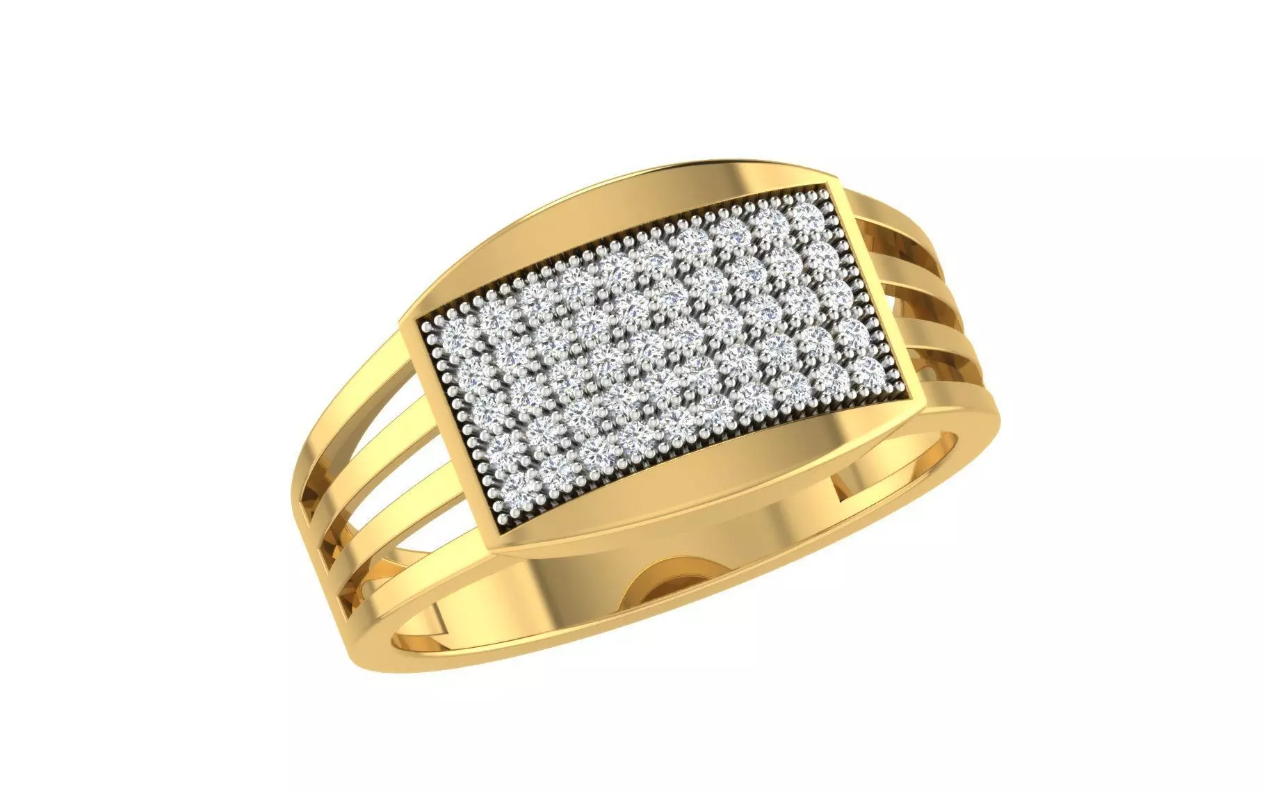 Light Weight Yellow Gold Diamond Ring -ZA RN 4198 3D print model