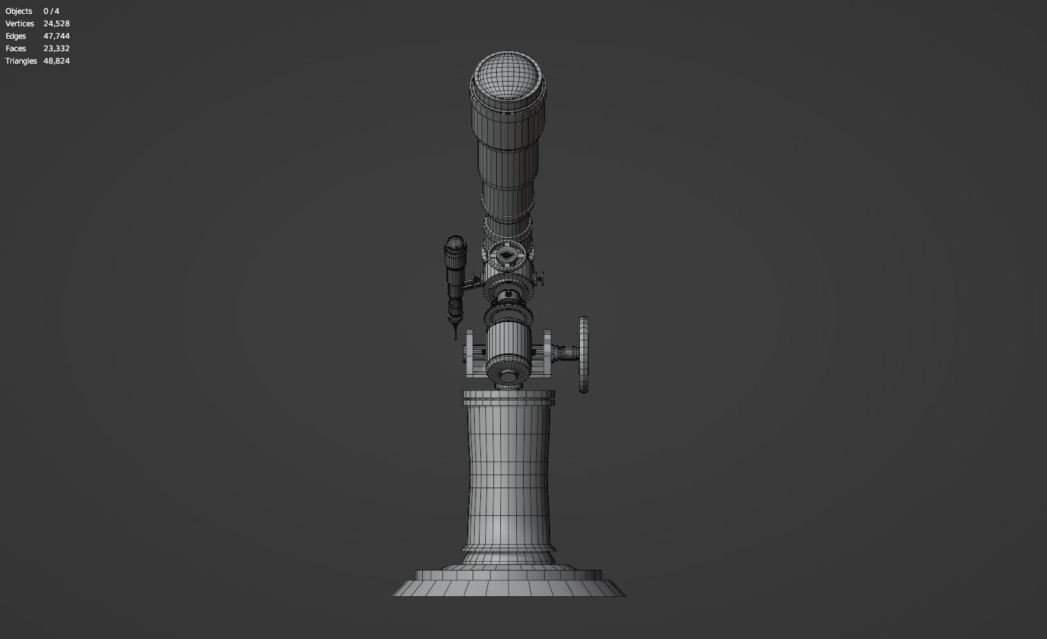 Astronomical Telescope - 1 - Untextured  Low-poly 3D model_11