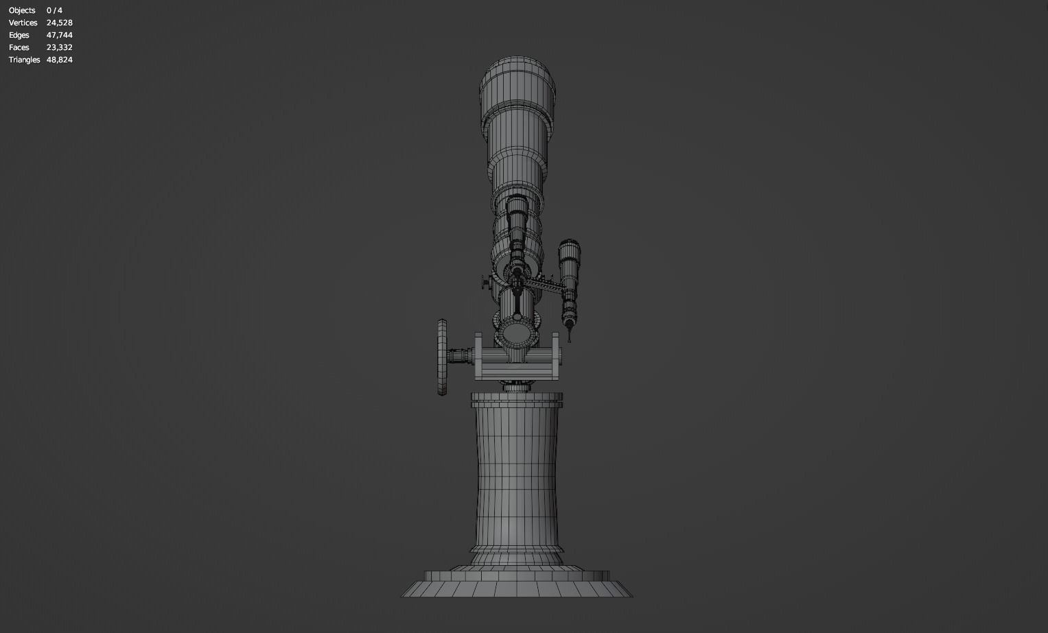 Astronomical Telescope - 1 - Untextured  Low-poly 3D model_9