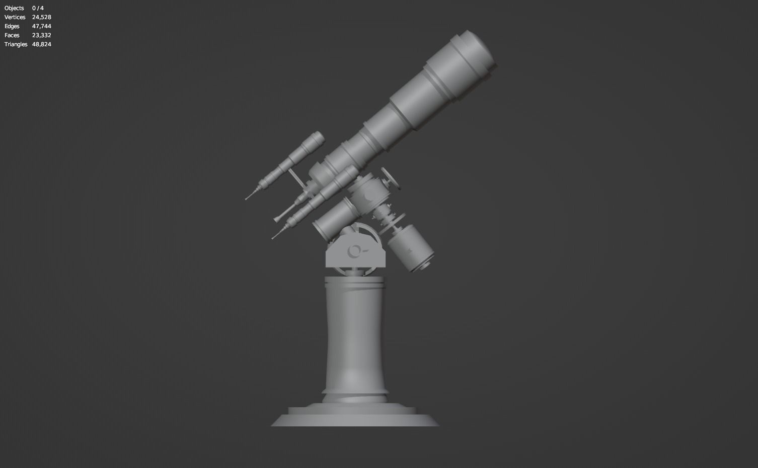 Astronomical Telescope - 1 - Untextured  Low-poly 3D model_5