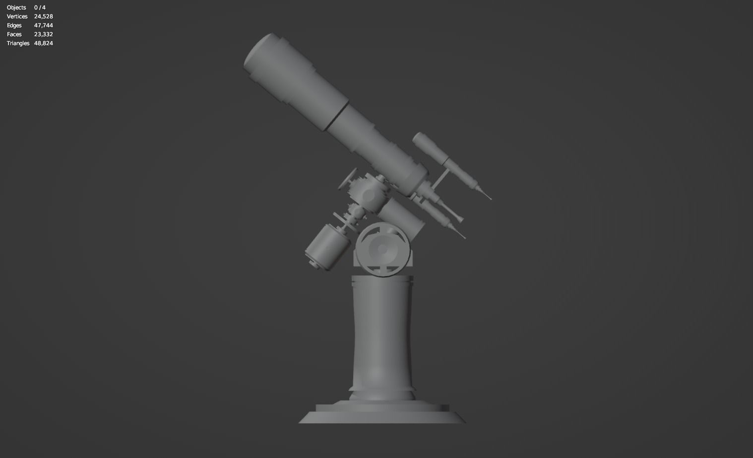 Astronomical Telescope - 1 - Untextured  Low-poly 3D model_7