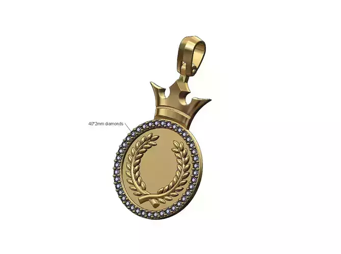 Crown Diamond bay leaves pendant