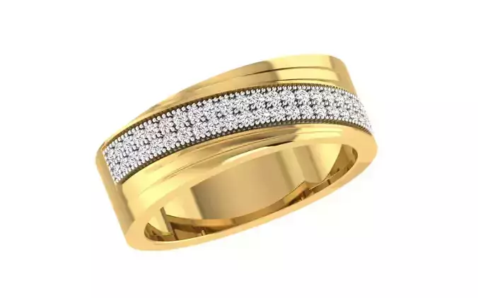 Light Weight Yellow Gold Diamond Ring  -ZA RN 4206
