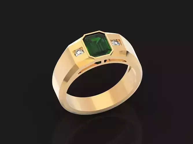 Man Emerald Ring 1022