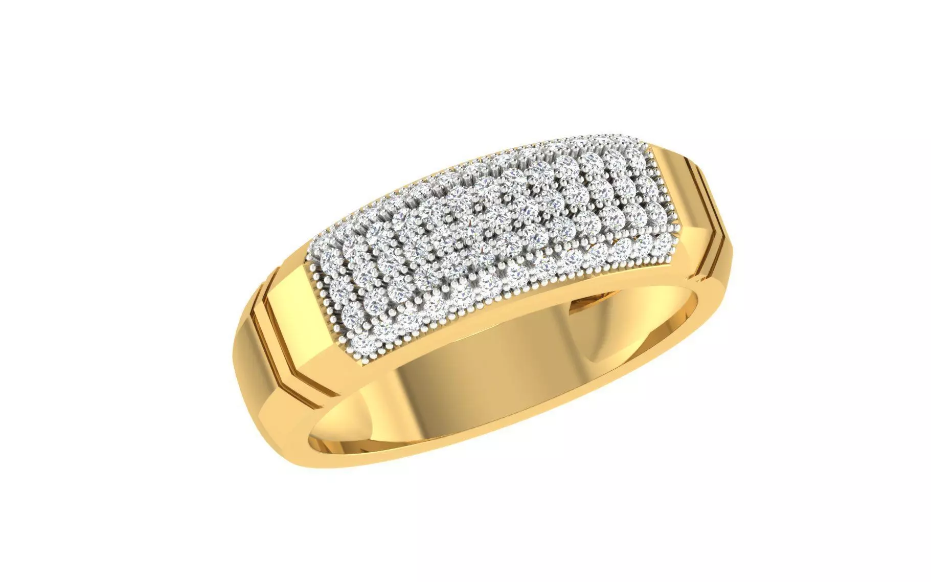 Light Weight Yellow Gold Diamond Ring -ZA RN 4210 3D print model