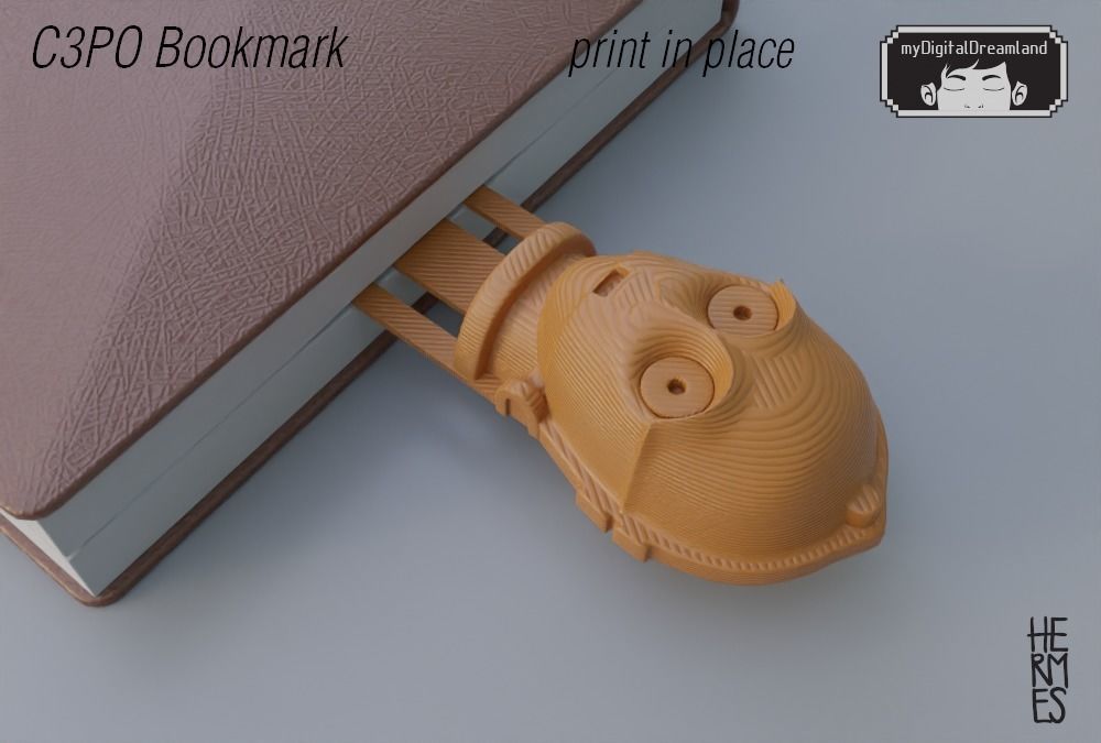 Starwars C3PO playful bookmark 3Dprint model 3D print model_3