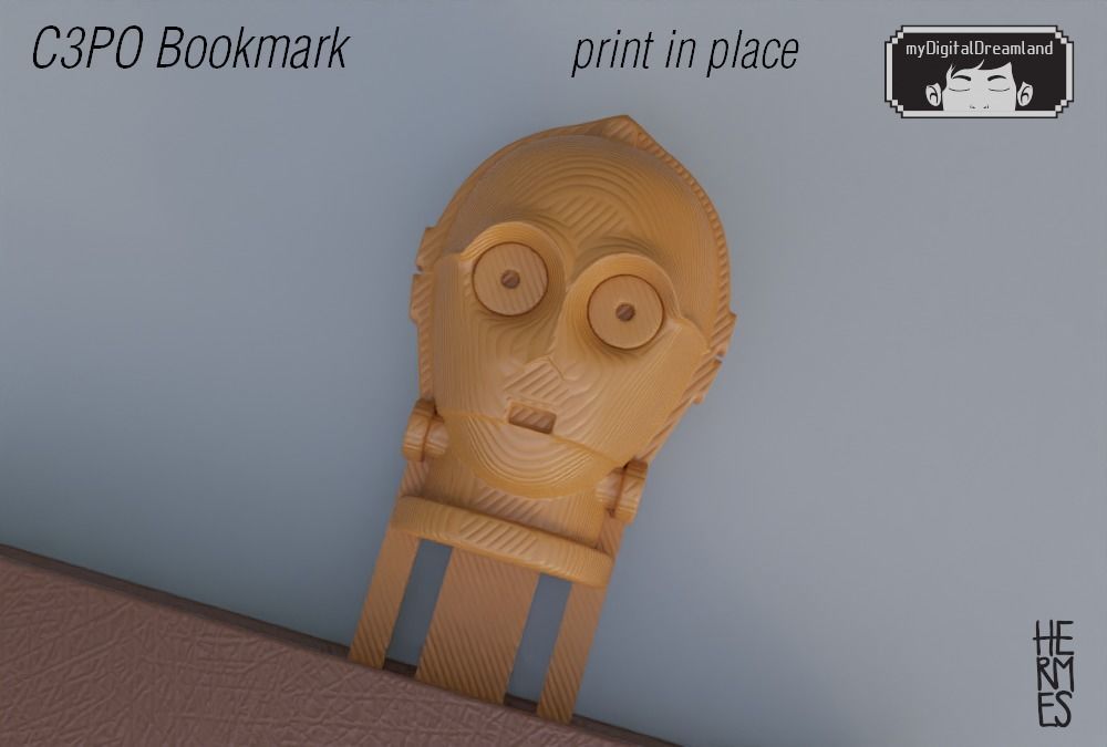 Starwars C3PO playful bookmark 3Dprint model 3D print model_4