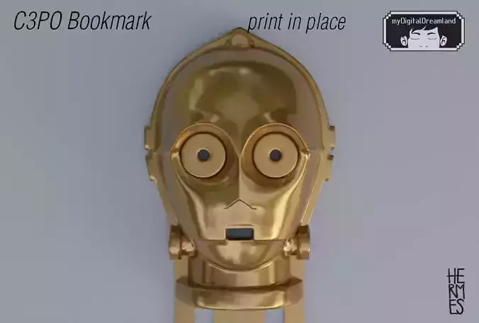 Starwars C3PO playful bookmark 3Dprint model 3D print model