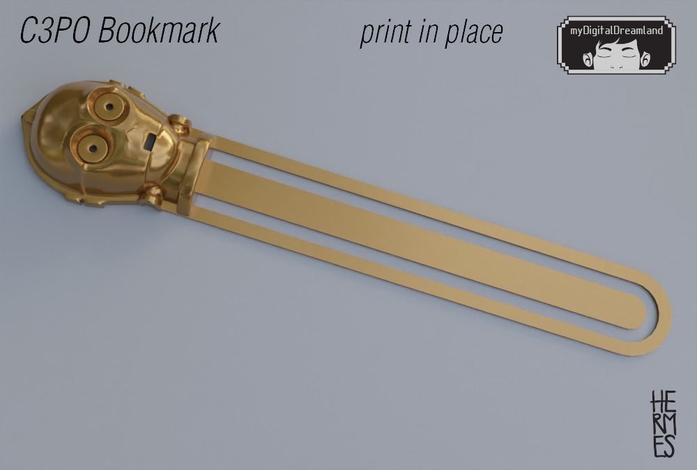 Starwars C3PO playful bookmark 3Dprint model 3D print model_1