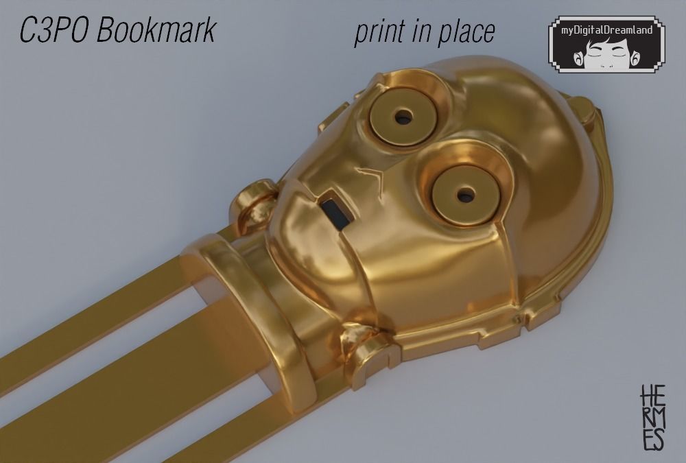 Starwars C3PO playful bookmark 3Dprint model 3D print model_2
