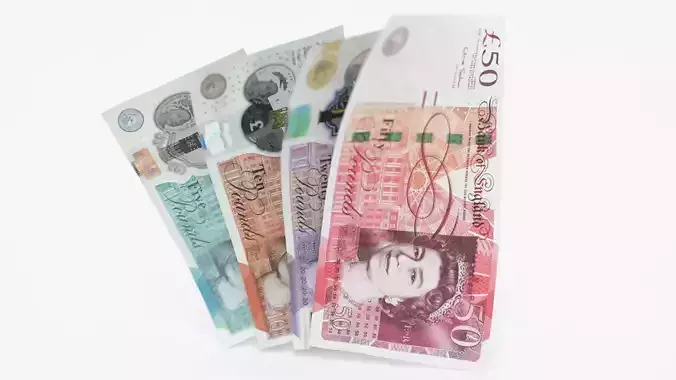 UK Pound Banknote Bills 3D model