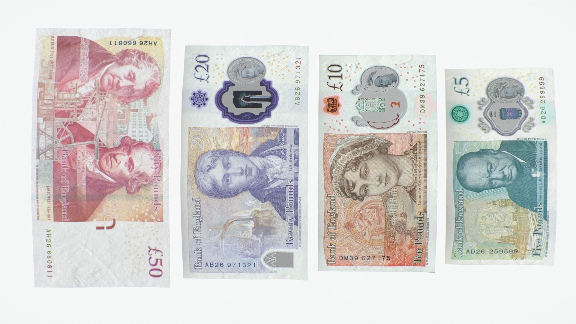 UK Pound Banknote Bills 3D model_2