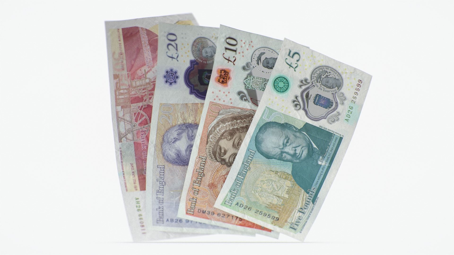 UK Pound Banknote Bills 3D model_1