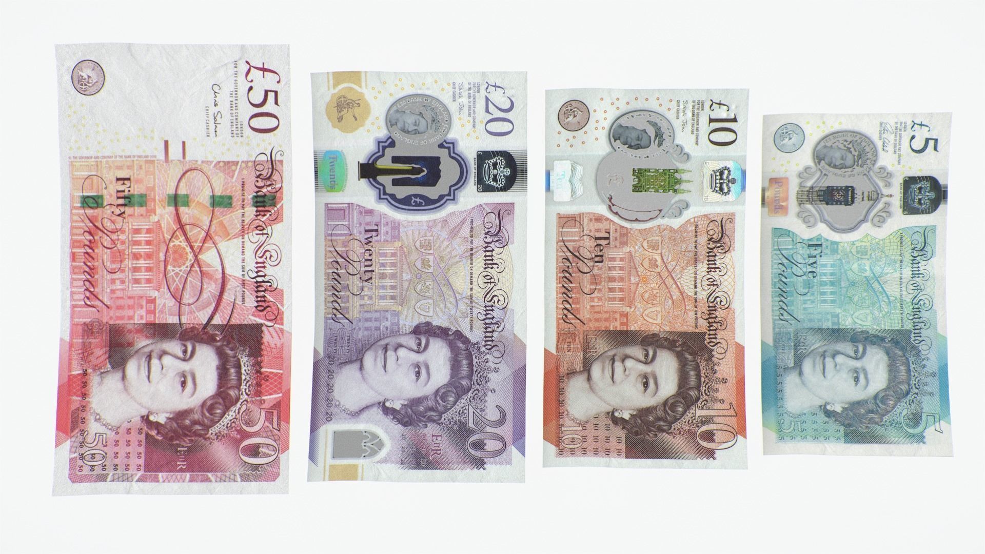 UK Pound Banknote Bills 3D model_3