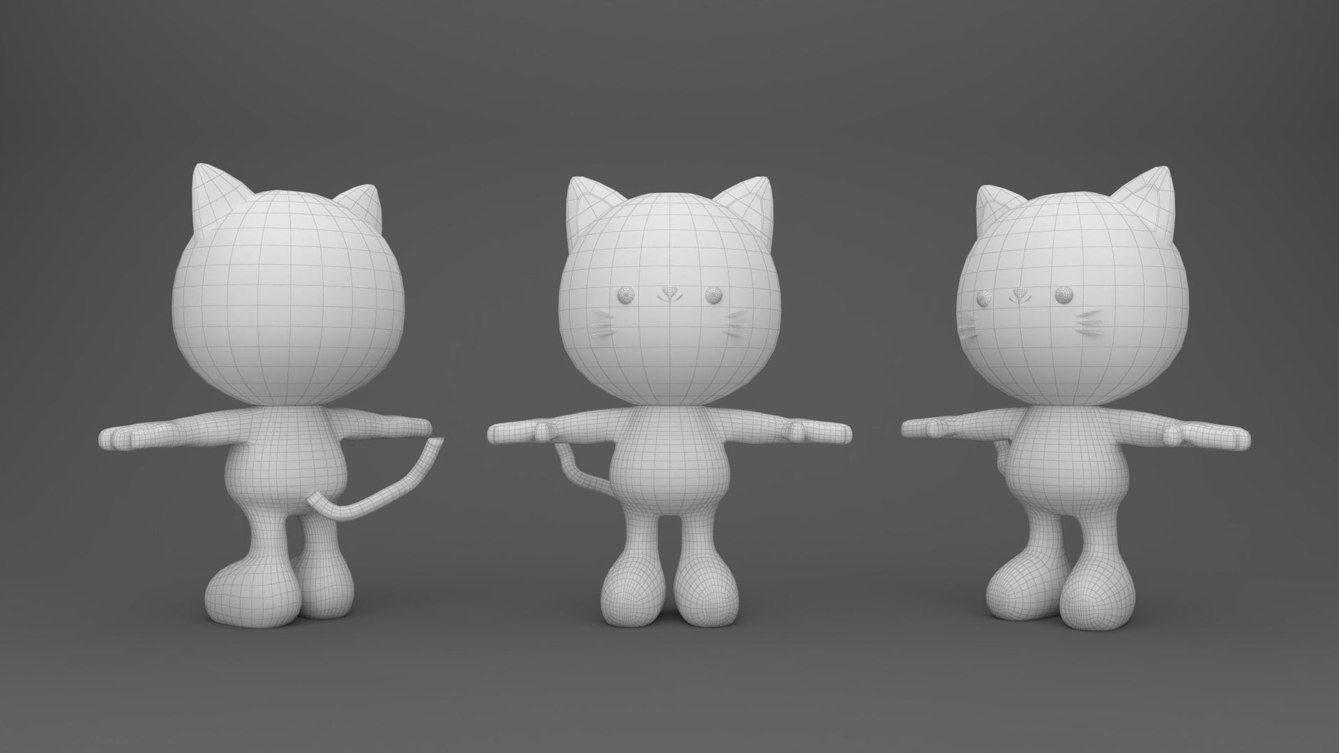 Character002 Cat Animal Low-poly 3D model_8