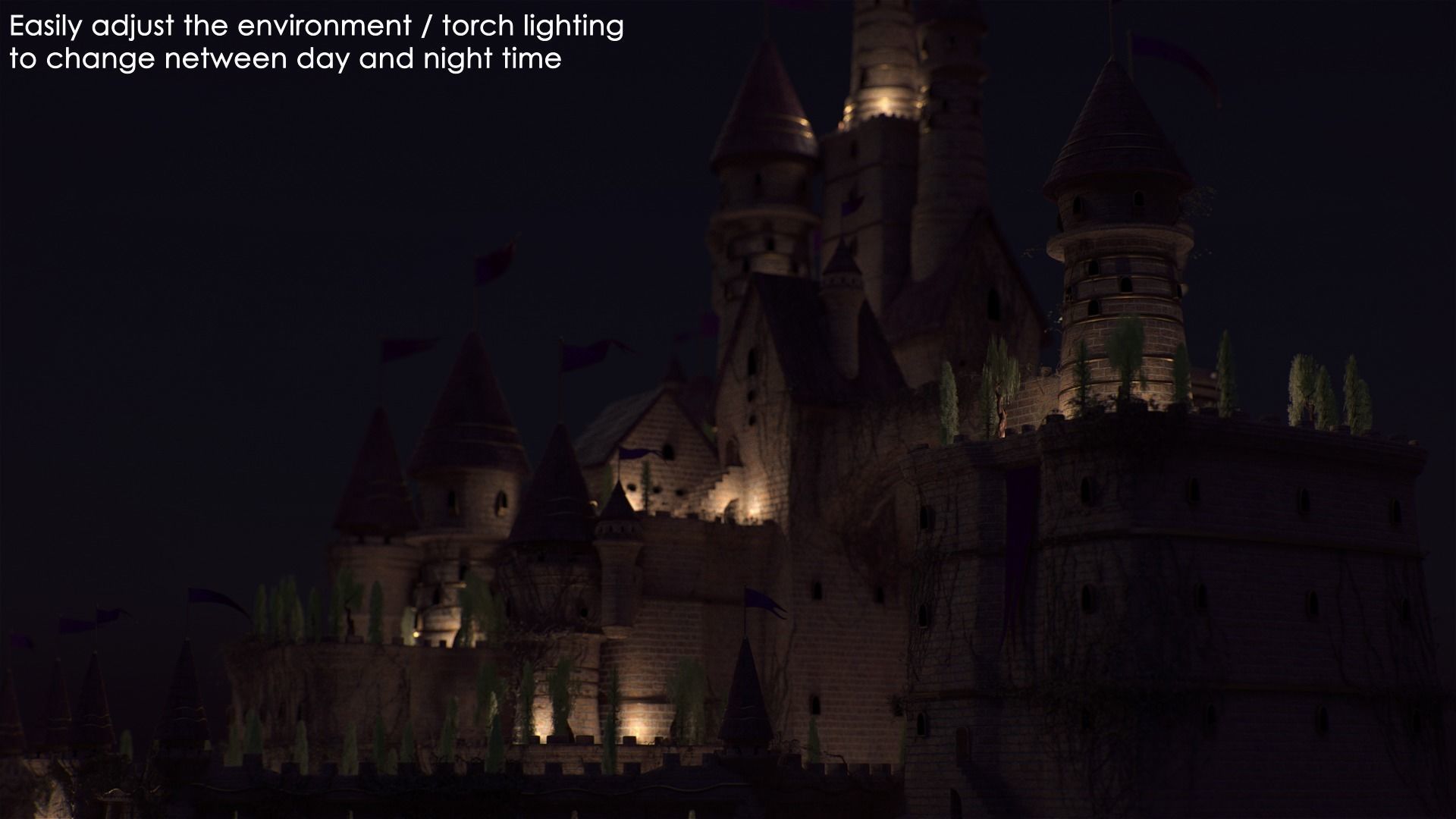 Fantasy night castle 3D model_7