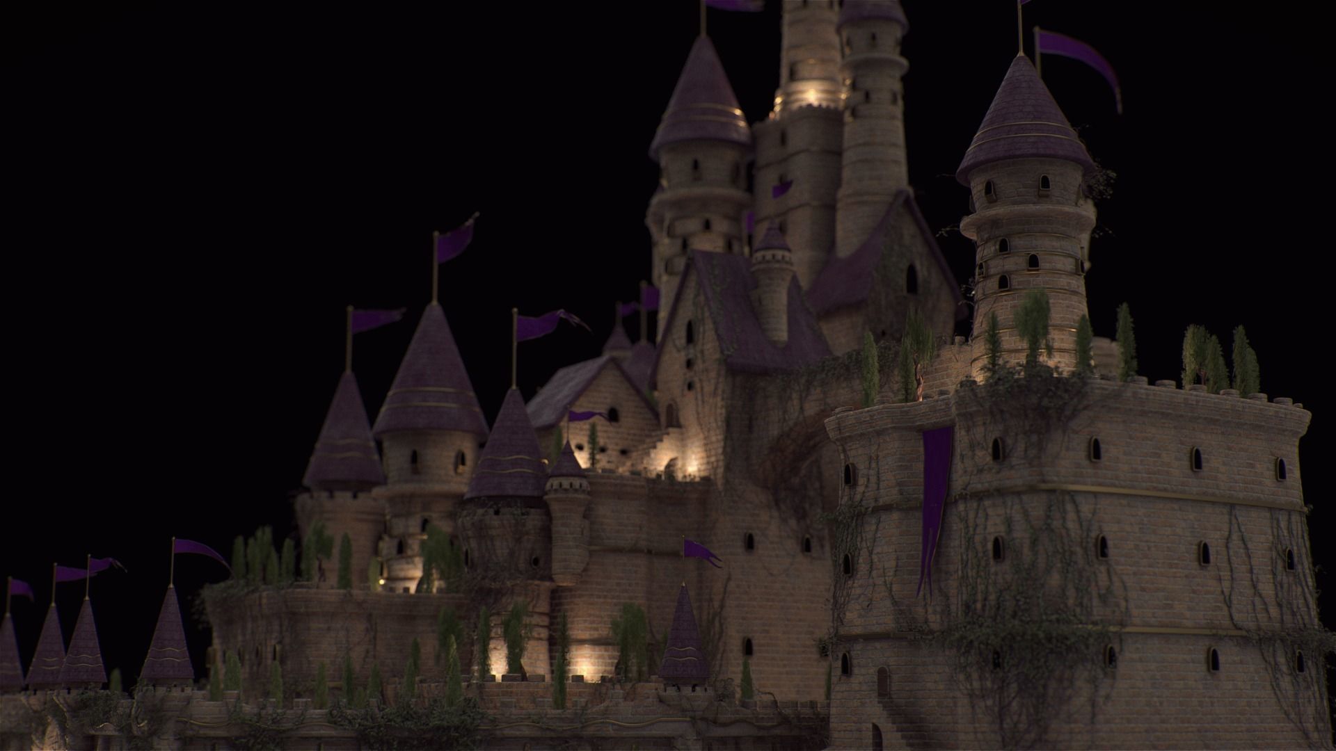 Fantasy night castle 3D model_6