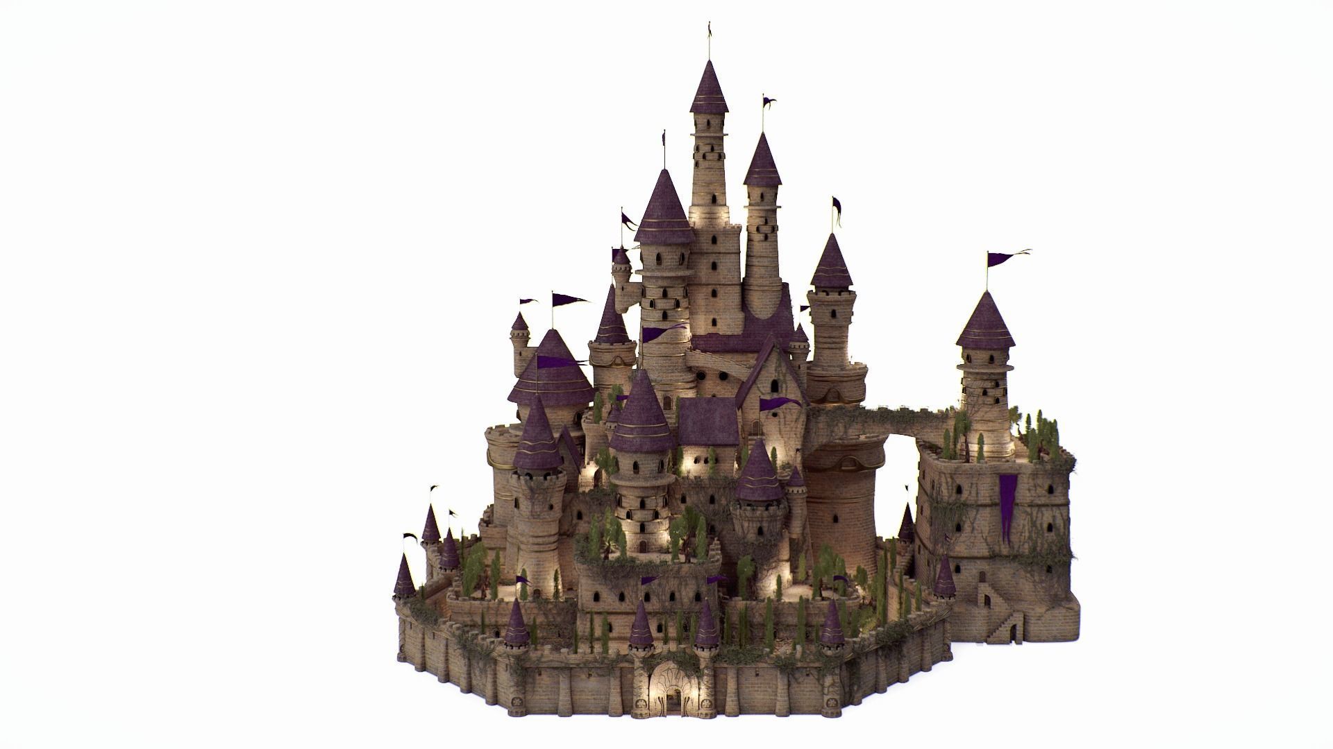 Fantasy night castle 3D model_2