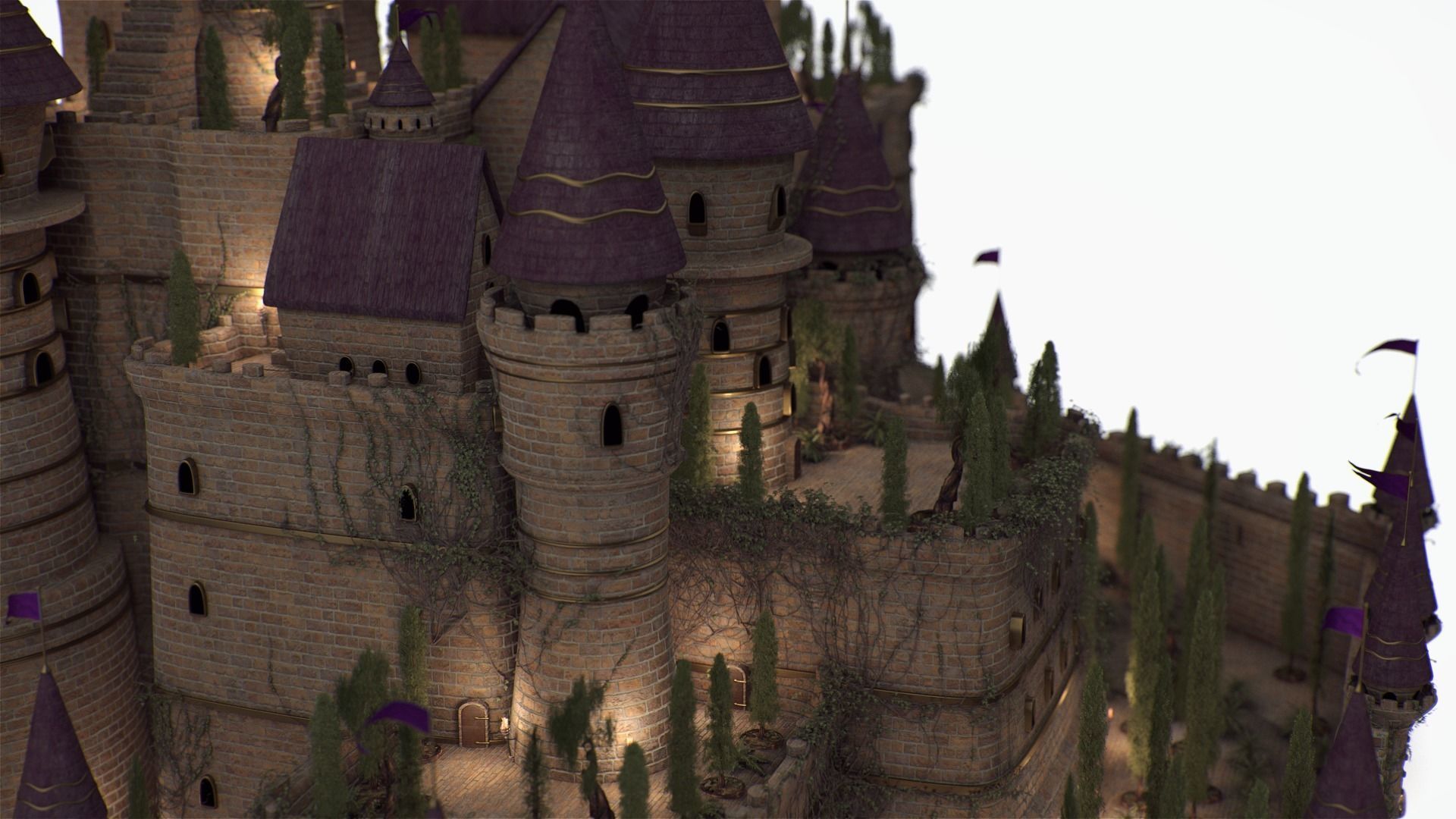 Fantasy night castle 3D model_5