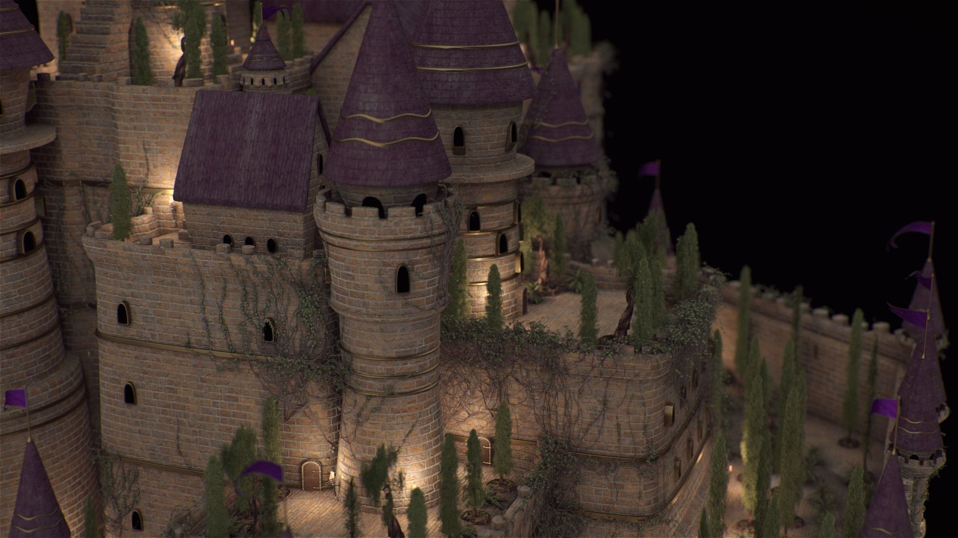 Fantasy night castle 3D model_13