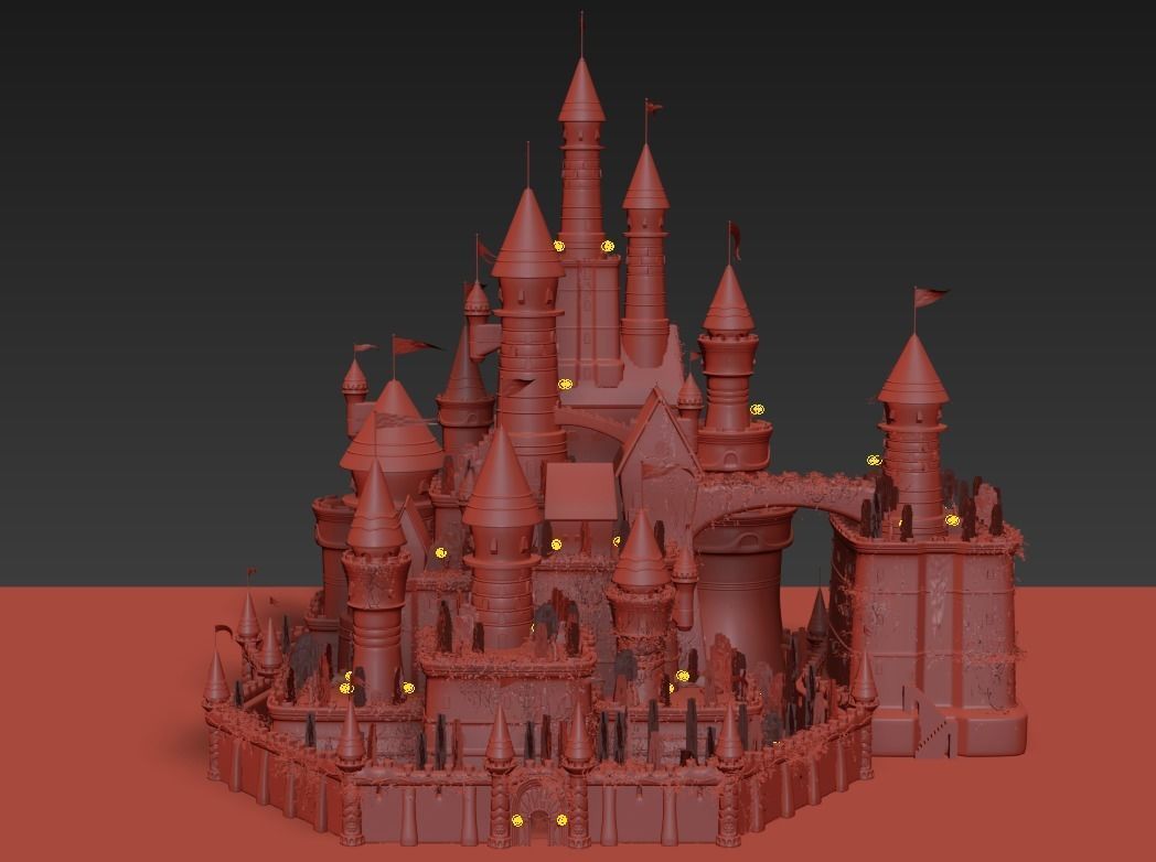 Fantasy night castle 3D model_15