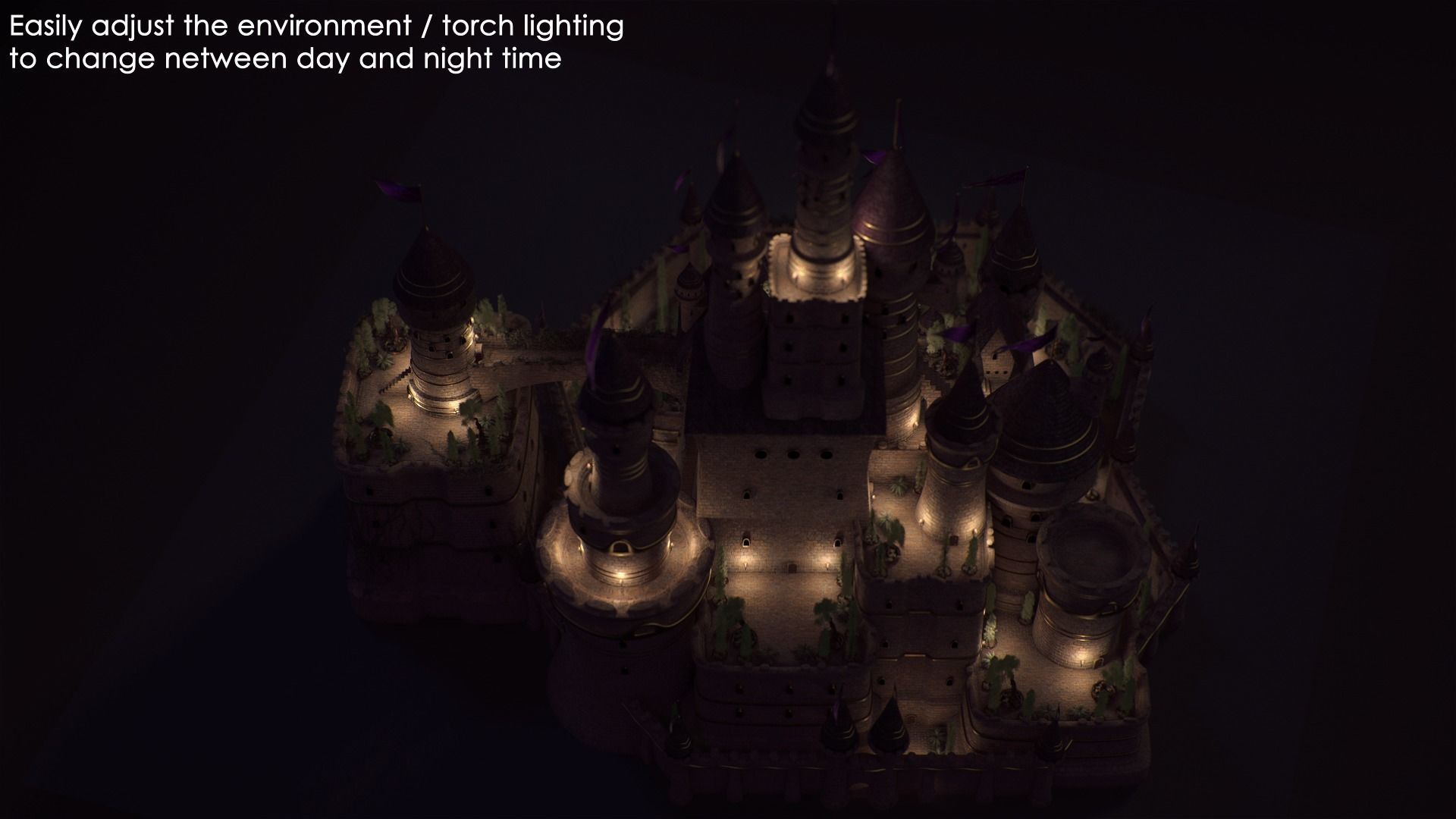 Fantasy night castle 3D model_9