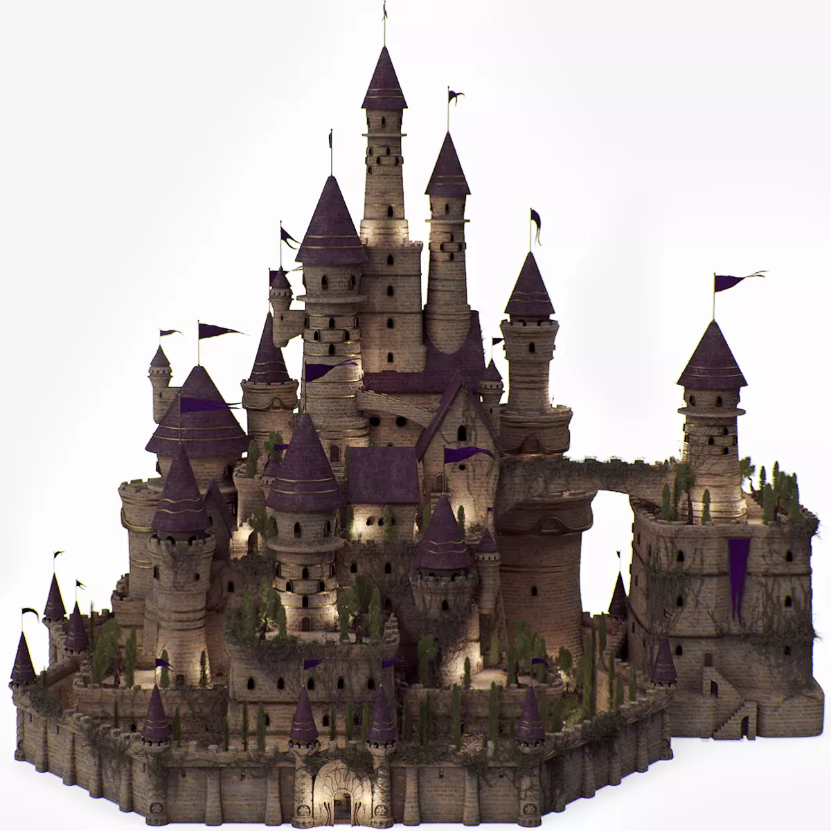Fantasy night castle 3D model_0