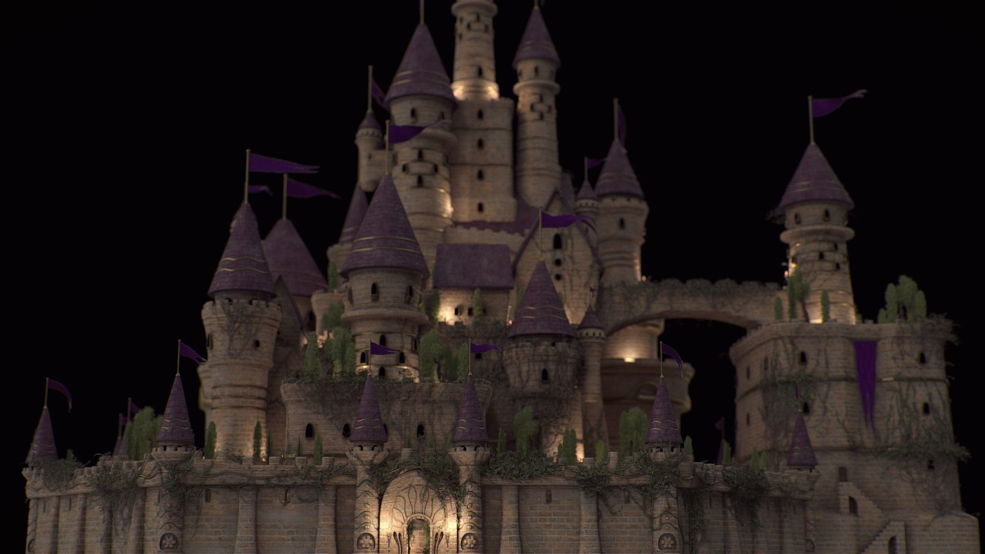 Fantasy night castle 3D model_1