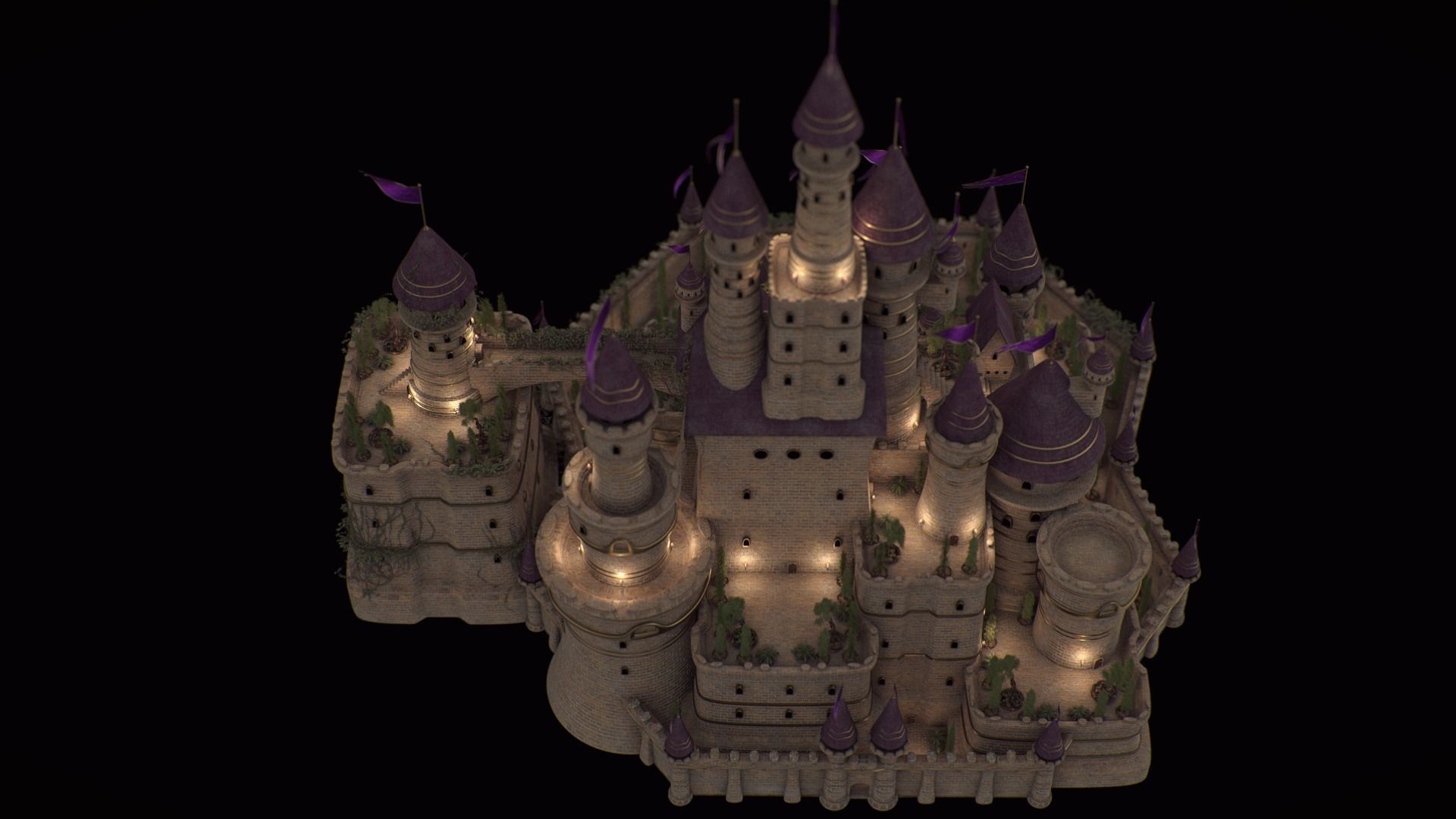 Fantasy night castle 3D model_8