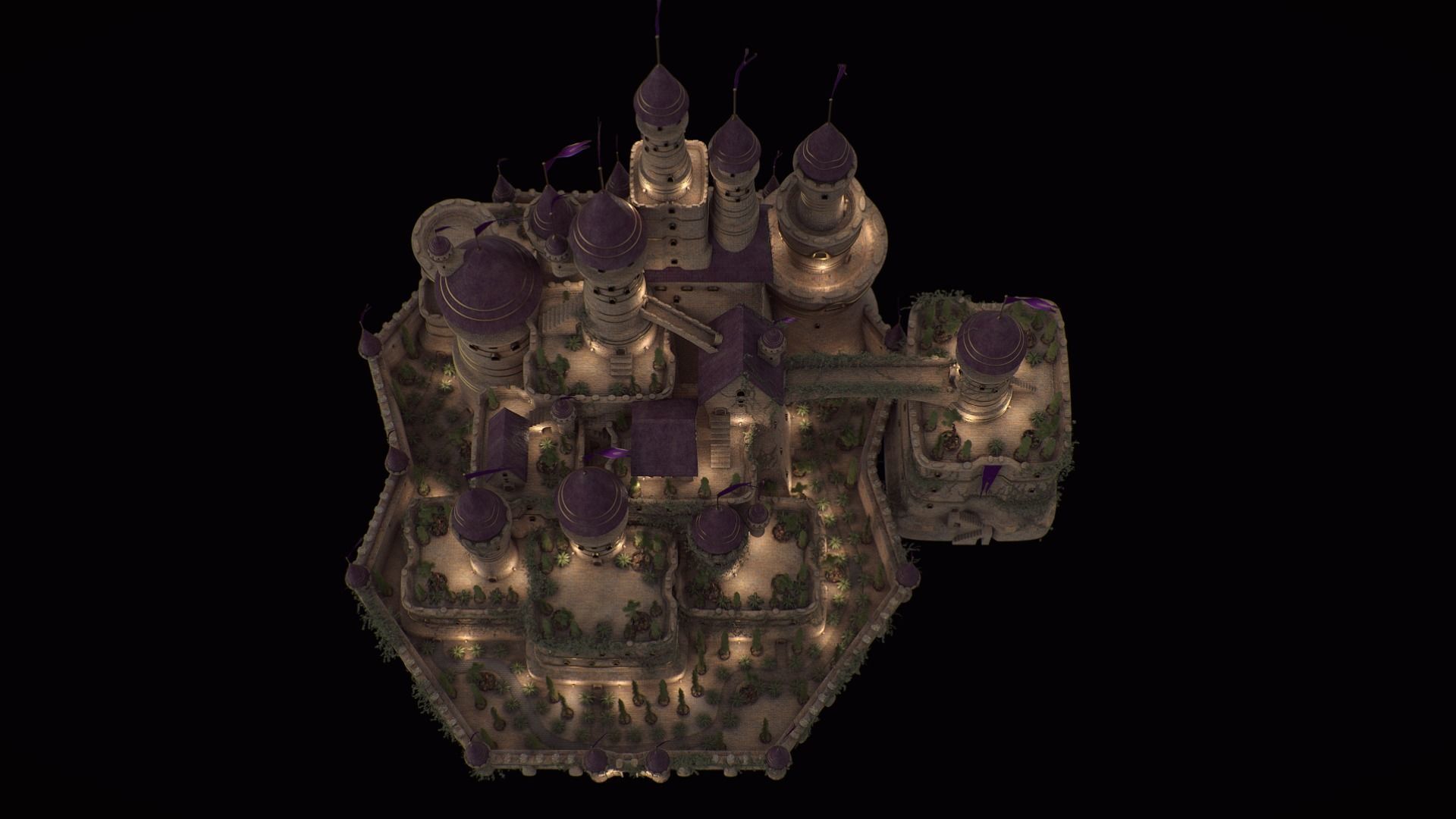 Fantasy night castle 3D model_11
