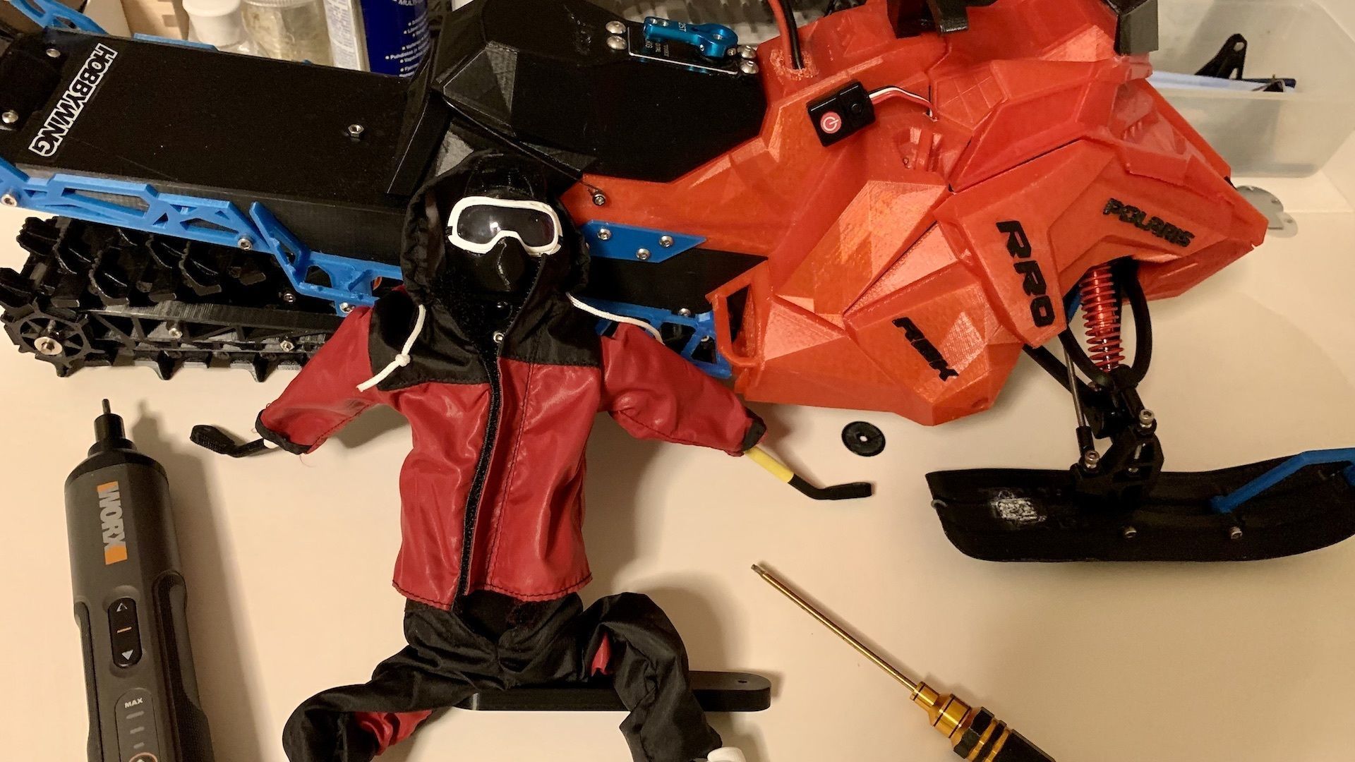 Dynamic Weight Transfer System for SkeeRide Polar Rc Snowmobile 3D print model_3